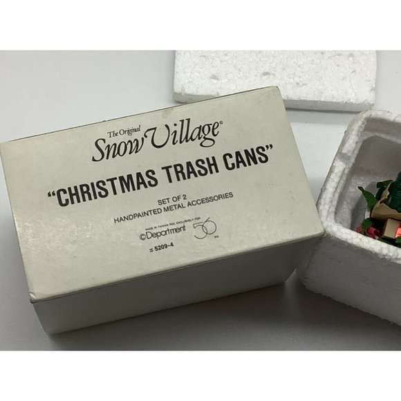 Department 56 The Original Snow Village Christmas Trash Cans NIB - Picture 9 of 9